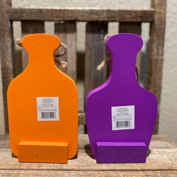Halloween Potion Bottles Set Of 2, Pick Your Poison, Wing Of Bat, Wood Decor - Picture 7 of 16